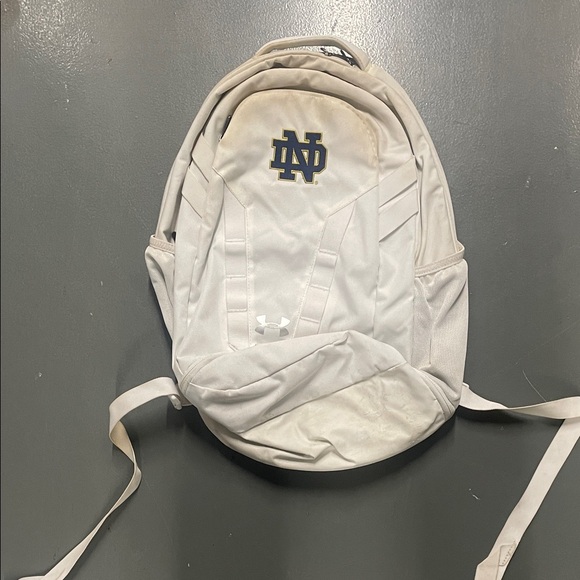 Notre Dame Under Armour Cream Backpack with Logo athlete backpack used - Picture 1 of 4